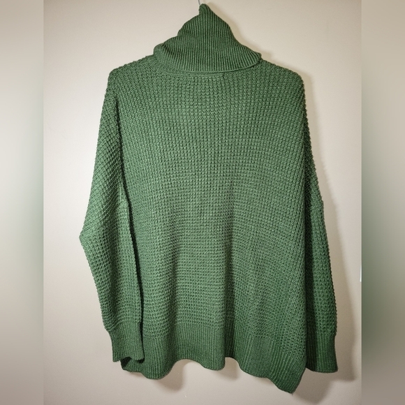 Vero Moda cowl neck knit sweater drop shoulder oversized hunter green medium - Picture 6 of 8